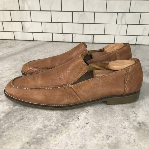 Sandro Moscoloni Loafers Shoes Mens Size 13 Brown Leather Slip On Moc Toe Dress - Picture 1 of 12